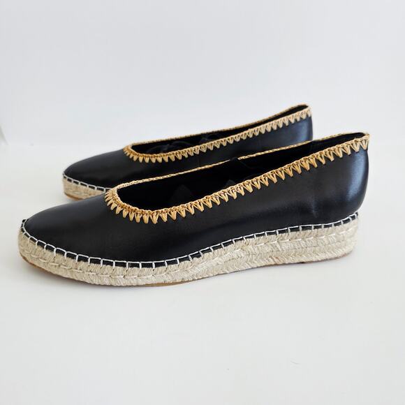 Dolce Vita Morgan Black & Jute Tan Leather Espadrille Wedge Ballet Sandals 9.5 - Picture 7 of 11